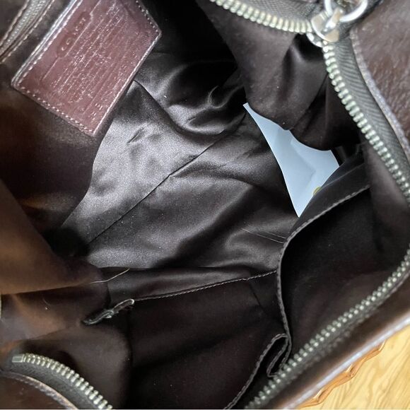 Coach Ashley Sateen Signature C Hobo Crossbody Bag Purse Brown Tan Hippie - Picture 6 of 11